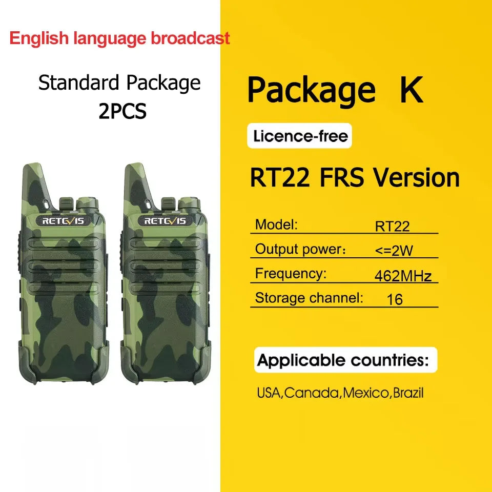 Retevis RT622 Mini Walkie Talkie 2pcs PMR446 Portable Two-way Radio PTT Walkie Talkies Communication Radio for Restaurant Hotel