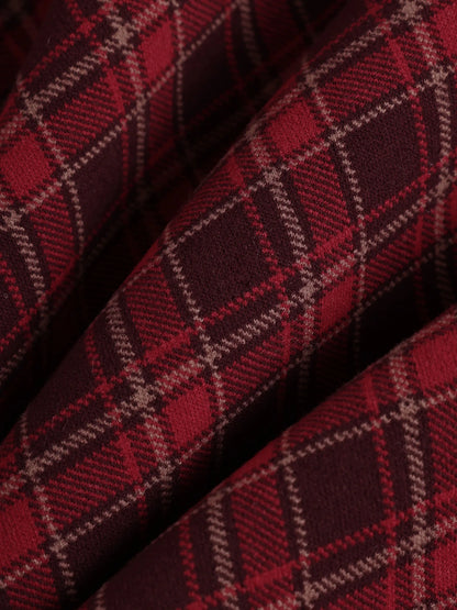 XIAOGULI 2026 Autumn Winter Women Mini Skirt Vintage Style Red Plaid High Waisted Elegant Office Casual Short Skirt