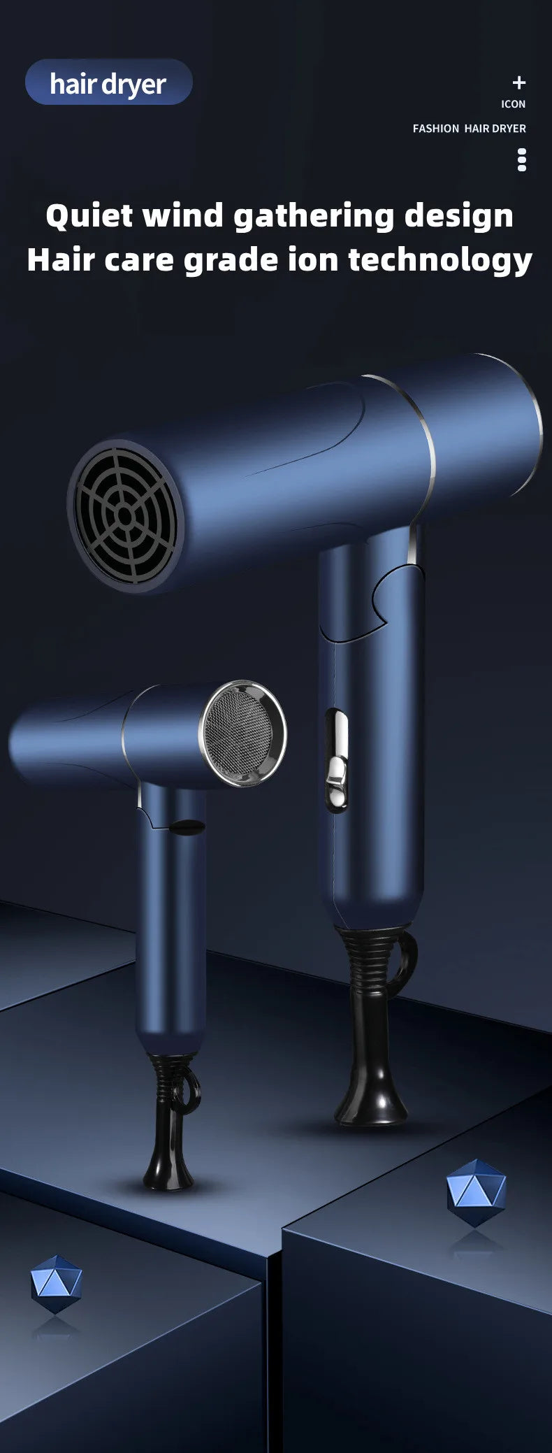 Hot Selling Professional Hair Dryer Negative Ion High Power Blue Light Foldable Electric Hair Dryer Salon Hair Tools Home