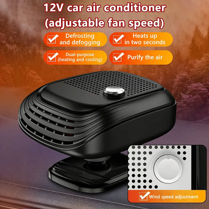 Fast Heating 12V/24V Car Heater & Defroster, Dual Speed Quick Warm Up, Front Demister for Winter Car Heating & Defogging