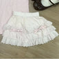 Y2k Gothic Elastic Waist Cross Short Skirt Women Sweet Hot Girl Chic High Waist Ruffle Skirts Female Design Retro Cake Skirt New