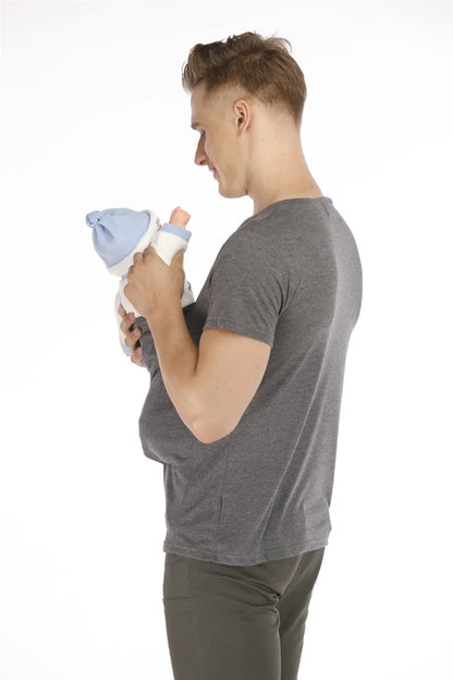 Safety Kangaroo Pocket T-Shirt Baby Carrier Summer Pregnancy Clothes Mother Father Short Sleeves Tops Feeding Nylon Cotton Tees