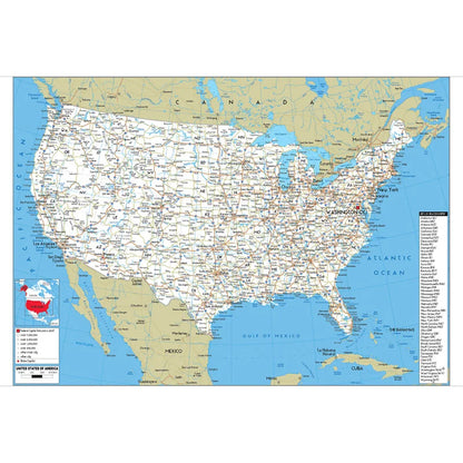English Map USA Map Road Map Canvas Painting Living Room Home Decoration Children School Supplies
