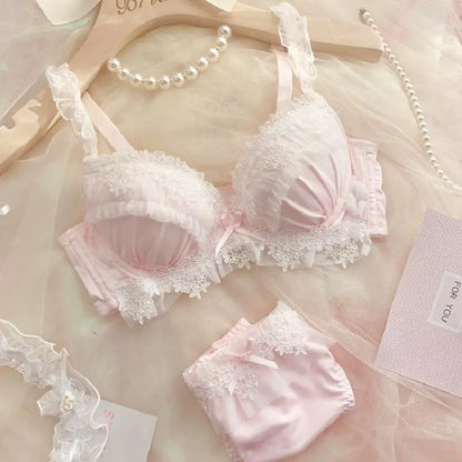 Teen Favorite! MOYISU Japanese Sweet Lolita Bra Set G Cup Heavy Steel Ring Support Heavy Lace Thin Cup Pure Sexy Large Bust CA
