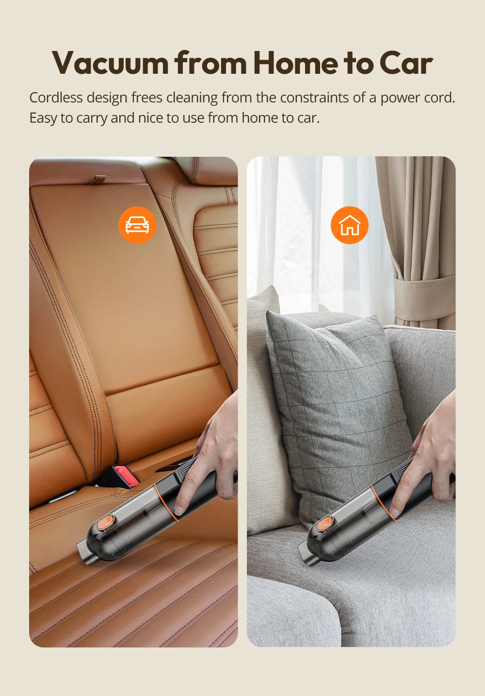 ThiEYE Cordless Car Vacuum Cleaner 6500pa Portable Powerful Car Aspirator Vacuum & Blowing 2 in 1 Wireless Handheld Auto Vacuum