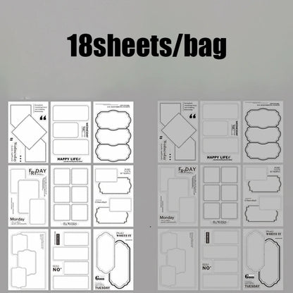 Mr. Paper 18pcs/bag Basic Border Theme Dual-Material Die-Cut Stickers Handbook Materials DIY Scrapbook Journal Frame Photo Album