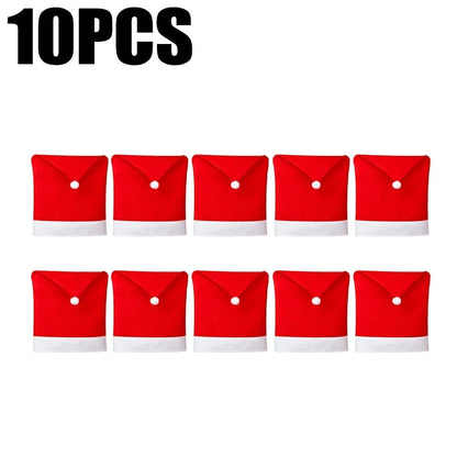 Santa Hat Chair Cover Red Non-woven Chair Back Cover Xmas Table Decoration Dining Chair Protector Christmas Party Supplies