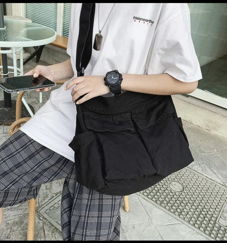 Classic Vintage Canvas Shoulder Bag Women Solid Soft Travel Women Crossbody Bag Large Capacity Fashion Handbag Tote Bag Women