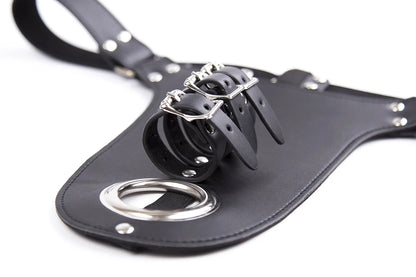 Erotic Underwear Thong PU Leather Male Chastity Panties Cock Penis Sleeve Ring Harness Straps BDSM Restraint  Belt for Men