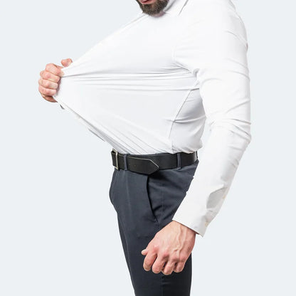 Men's long-sleeved shirt made of elastic fabric, wash-and-wear wrinkle-resistant business casual, silky smooth, pure color shirt