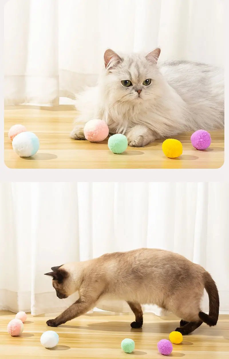 20/100/200/300/500pcs Cat Toys Cute Funny Stretch Plush Ball Cat Toy， Ball Creative Colorful Interactive Cat Puff Balls Chew Toy