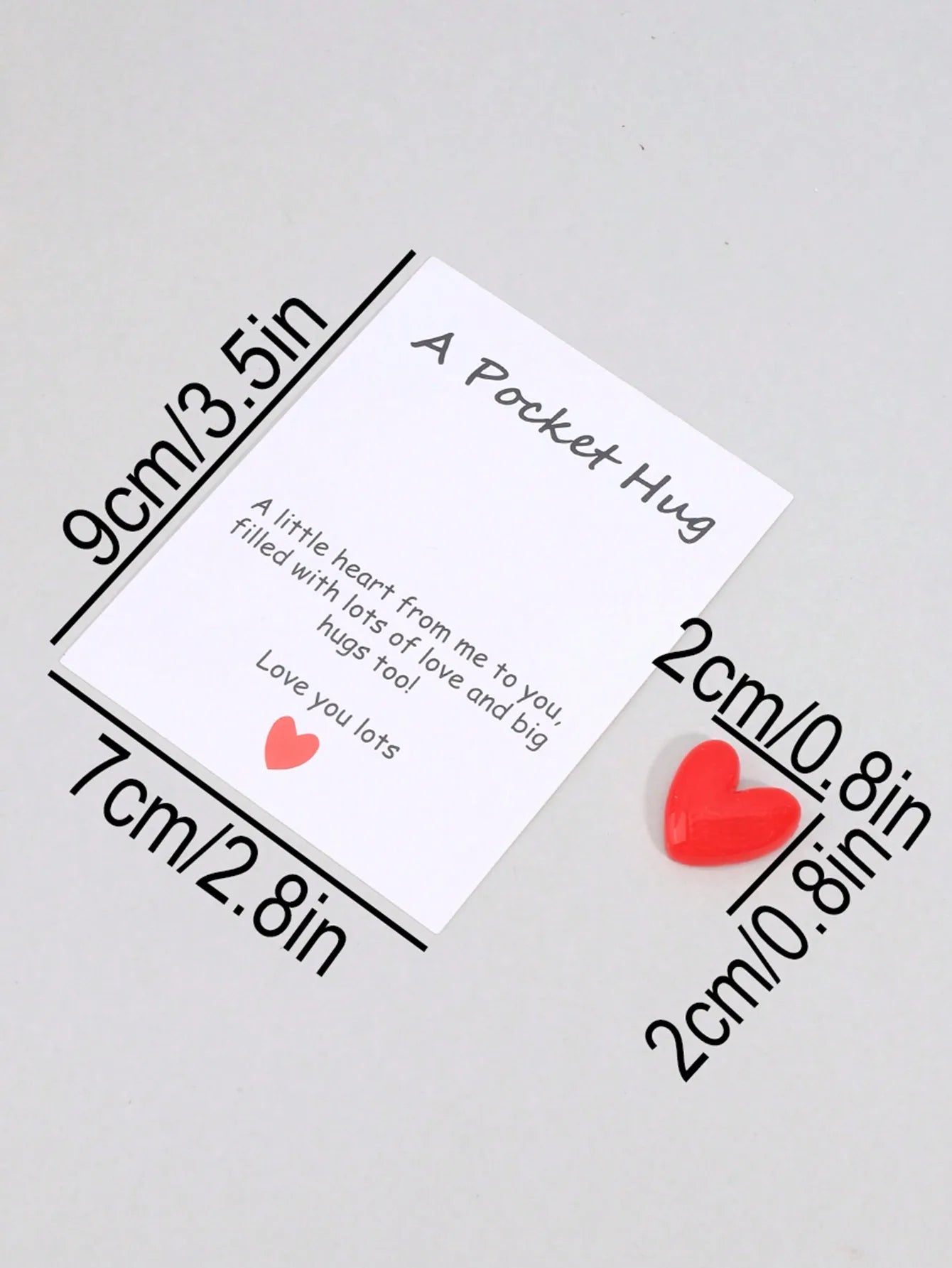 4 Pack Small Cute Pocket Hug Cards, Heart Shape Encouragement Greeting Cards, Mini Love Cards for Birthday Valentine