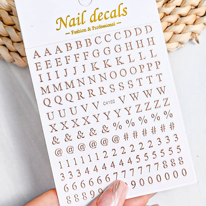 3D Glittery Gothic Letter Design Nail Art Stickers Uppercase Alphabet Letters Artistic Designs DIY Nail Art Decals Decoration #1