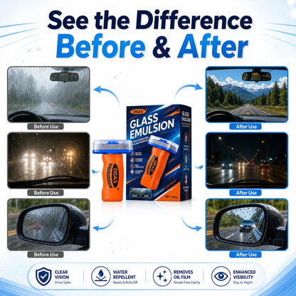 OGAS 2G Upg 100g Car Glass Oil Film Remover Emulsion with Built-in Brush Windshield Glass Cleaner Streak-Free Anti-Glare Clear