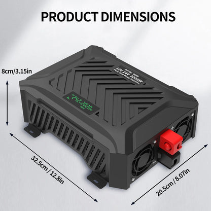 DATOUBOSS 2000W Pure Sine Wave Inverter DC12V-24V Auto Switching Portable Dual Voltage Car Inverter for RV Off-Grid Solar System