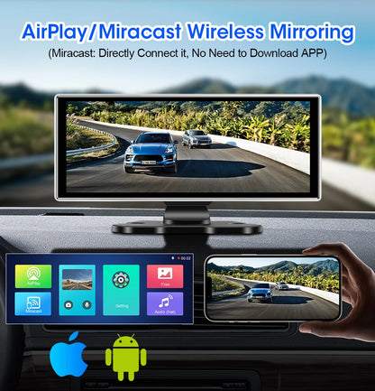 Srnubi 11.26 Inch 4K Dash Cam Wireless CarPlay & Android Auto Portable Car DVR Intelligent Systems Video Recorder GPS Navigation