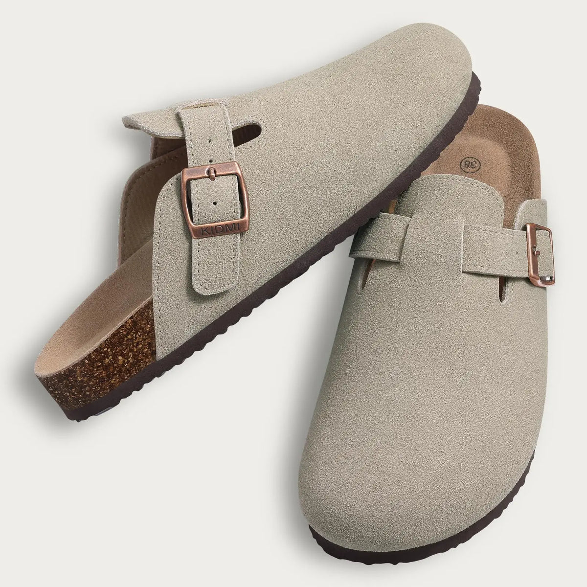 Shevalues Men's Suede Clogs Soft Leather Mules Men New Summer Men Cork Sandals Comfort Slip On Unisex Clogs With Arch Support