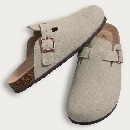 Shevalues Men's Suede Clogs Soft Leather Mules Men New Summer Men Cork Sandals Comfort Slip On Unisex Clogs With Arch Support
