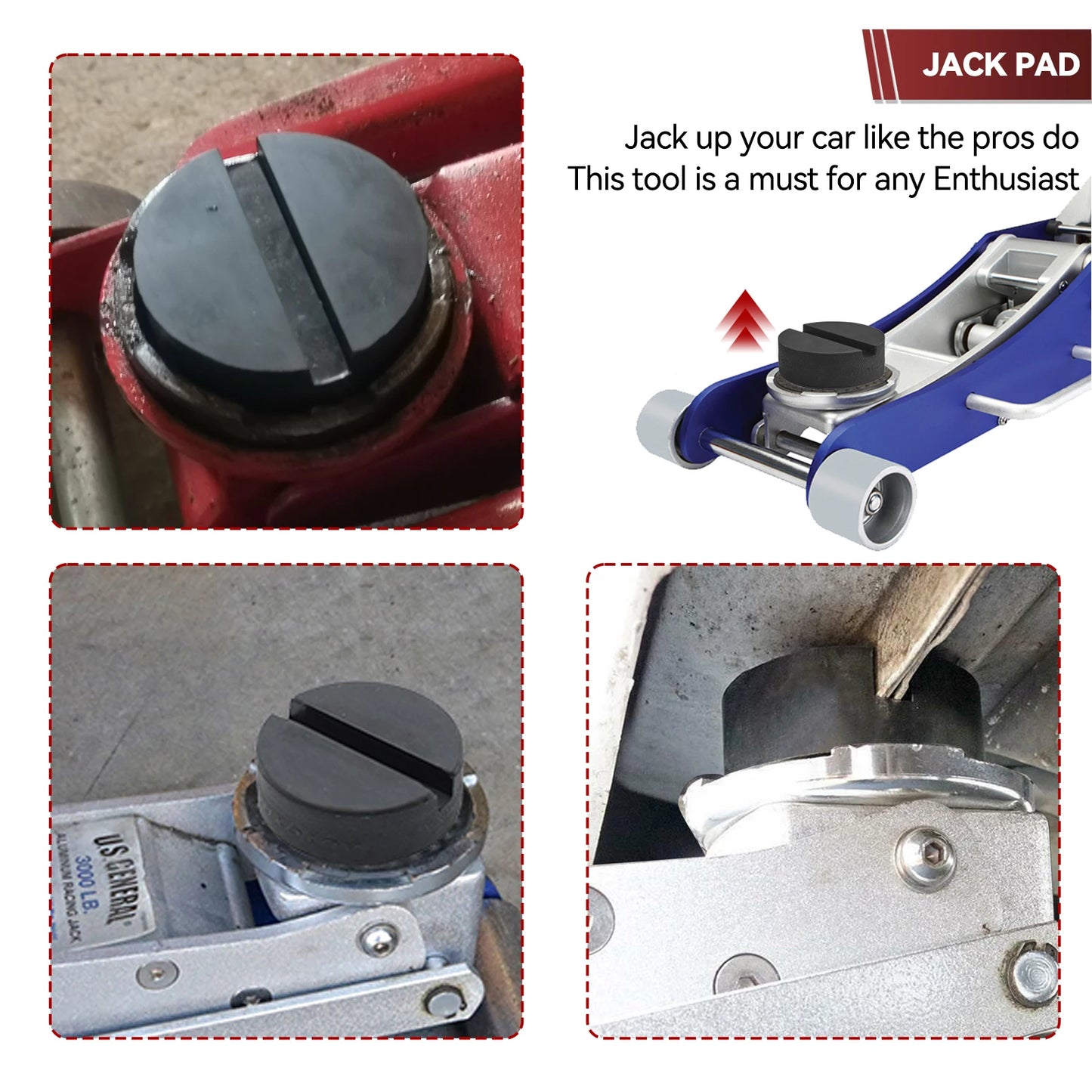 10mm Slot Rubber Jack Pad Support Pinch Weld Jacking Floor Frame Rail Adapter Car Removal Repair Tool Lift Standard Jacking