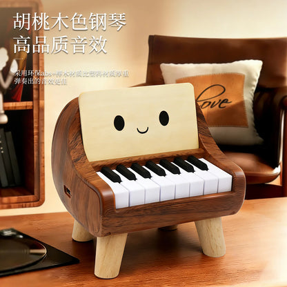Mini Playable Electronic Piano Rechargeable Beech Wood ABS Desktop Ornament Birthday Valentine Friend Gift
