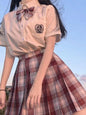 JMPRS Plaid Women Pleated Skirt Bow Knot Summer High Waist Preppy Girls Dance Mini Skirt Cute A Line Harajuku Sexy Japan Faldas