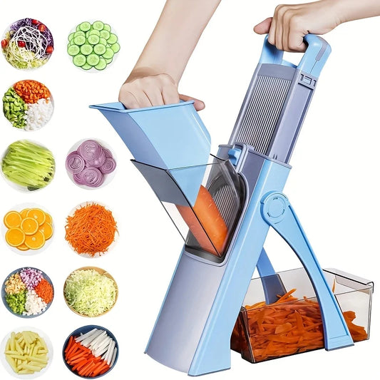 Adjustable Vegetable & Fruit Slicer Chopper, Multifunctional Kitchen Accessories with 4 Cutting Modes, Dicer & Julienne Cutter, Efficient Food Chopping Tool, Practical Kitchen Gadget for Home Daily Cooking Prep