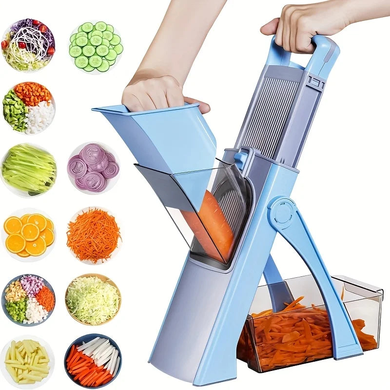 Adjustable Vegetable & Fruit Slicer Chopper, Multifunctional Kitchen Accessories with 4 Cutting Modes, Dicer & Julienne Cutter, Efficient Food Chopping Tool, Practical Kitchen Gadget for Home Daily Cooking Prep
