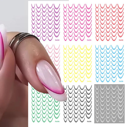 White Black French Line Nail Stickers Stripe 3D Gradient Lines Sliders DIY Stickers for Nails Nail Accessories Manicure Decor
