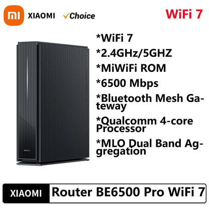 New Xiaomi Router BE6500 Pro WiFi 7 2.4/5GHz Mesh Dual Band Qualcomm 4-Core Processor Chinese Version,With adapter