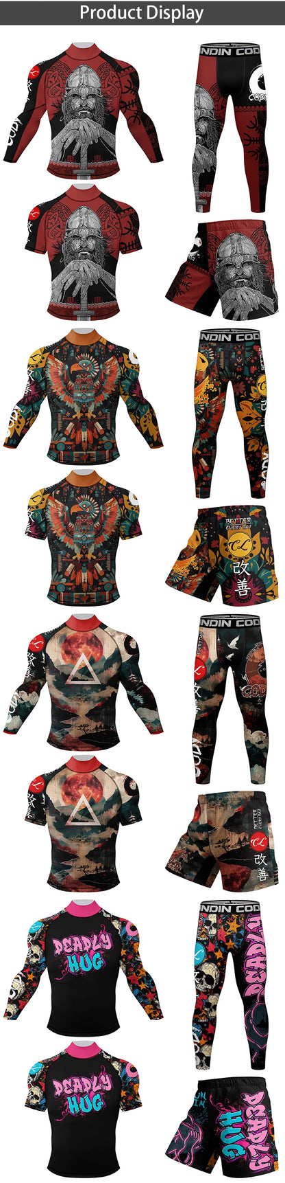 Cody Lundin New Designs Customized Short Sleeves Polyester Stretchy Rash Guards Shorts MMA BJJ Sets With Rubber Waistband