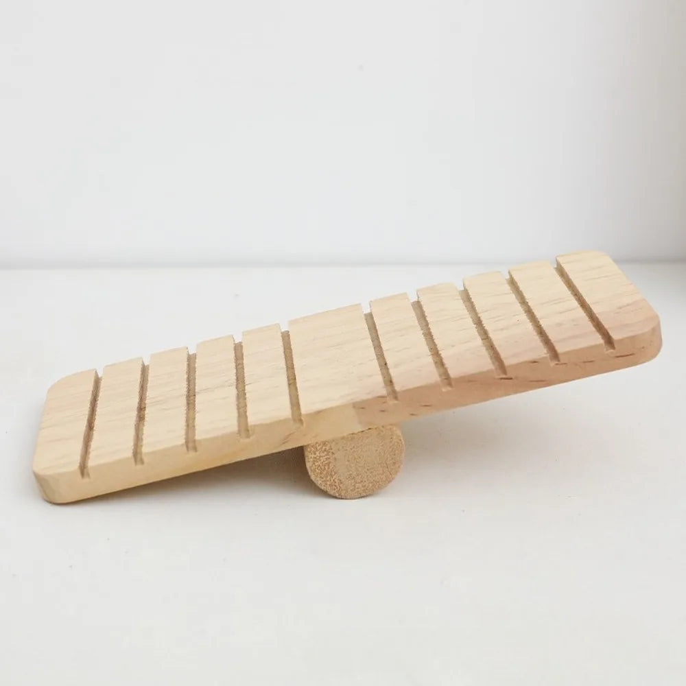 Pet Hamster Wooden Seesaw Climbing Platform Bridge for Small Pet Squirrel Hamster Rabbit Hammock Pet Bird Cage Parrot Swing Toy