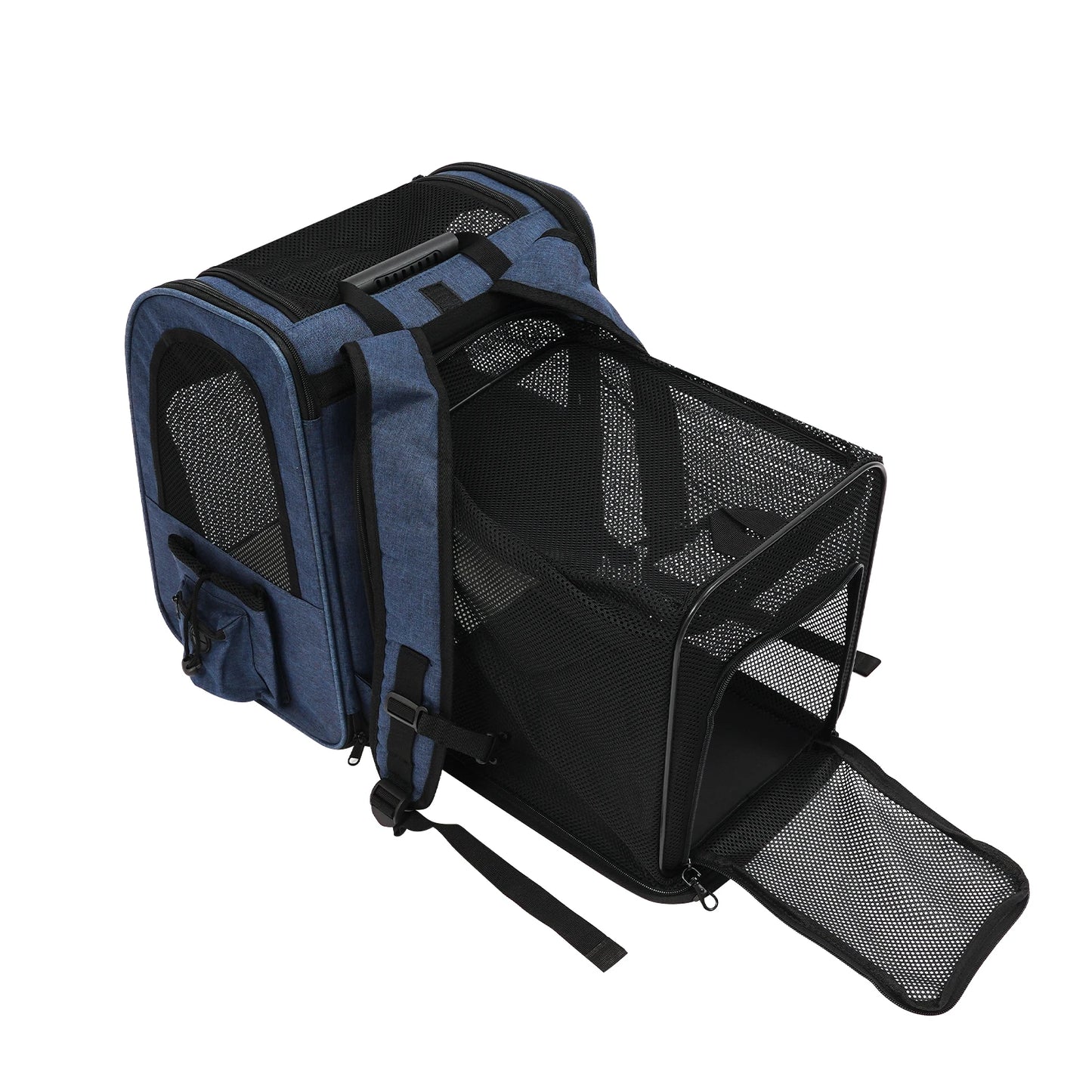 Pet Transport Box with Wheels, Pet Trolley Backpack, Pet Bag Trolley Case for Cats Small Dogs Up to 33lbs
