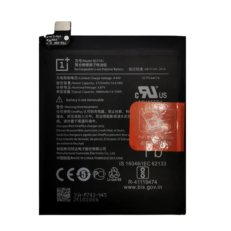 Original Battery For Oneplus one 1+ For OnePlus 1 2 3 1+3 One Plus Nord 2 N10 X 3 3T 5 5T 6 6T 7 7T 8 8T 9 9R Pro Plus Batteries
