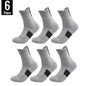 6/3/1 Pairs New Men Sports Running Fitness Flight Short Tube Socks Women's Towel Bottom Basketball Socks Solid Color Black Socks