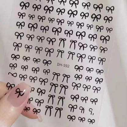 1pcs 5D White Lace Bowknot Nail Art Sticker Sweet Pearl  Bow Ribbon Self-Adhesive Nail Slider DIY Luxury Nail Decorations Decals