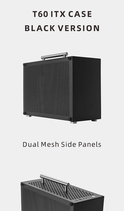 METALFISH T60 Mini ITX Black Case 9L Gaming Computer Chassis Compact transparent PC Support SFX PSU/300mm GPU