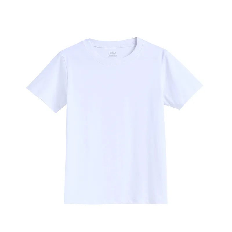 2-16 Years Summer Kids Boys Girls T-shirts Solid Cotton Breathable Teenager Short Tops Children's Tees Casual Shirt Baby Clothes