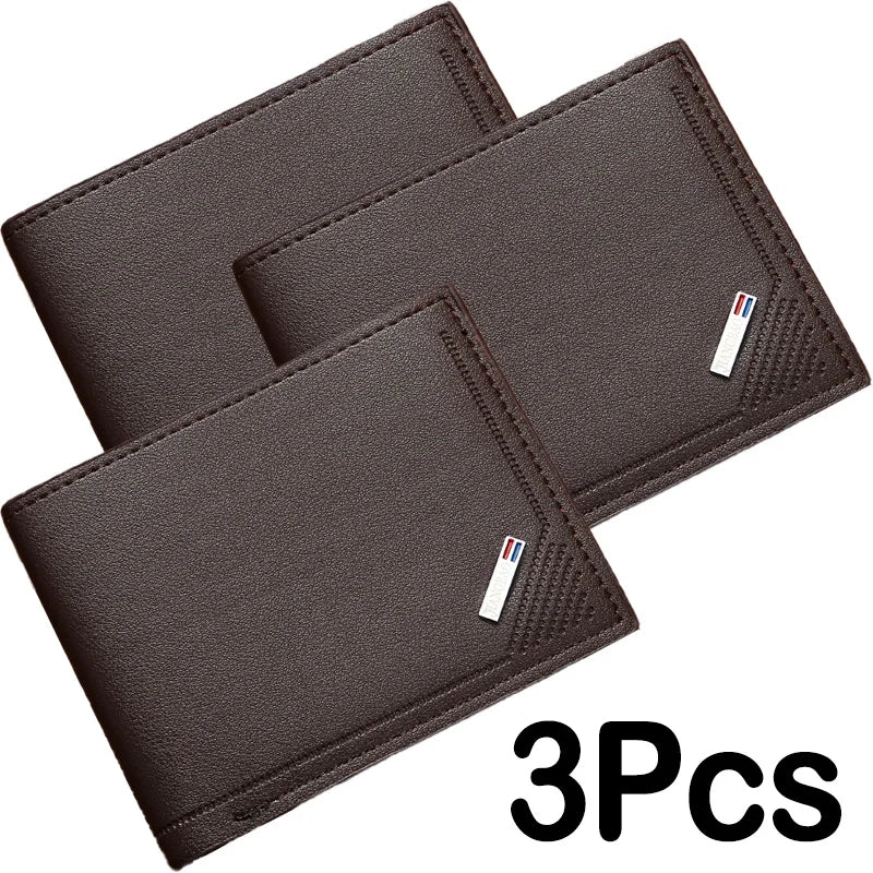 Men's Short Frosted Leather Wallet, Multi-Slot Coin Pocket Photo Holder Small Men's Wallet