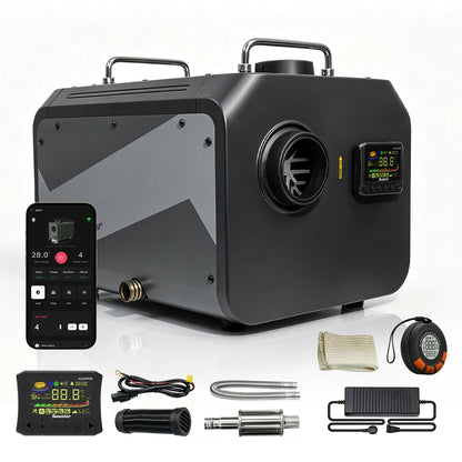 9KW Diesel Air Heater 12V/24V DC 110‑240V AC WiFi Bluetooth APP LCD Remote CO Monitor Altitude Mode For RV Truck Garage Camper