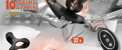 Male Prostate Massager Vibrator 360 Anal Beads Penis Ring 3 Rotation 10Vibration Modes Remote Butt Plug Sex Toys for Couples Men