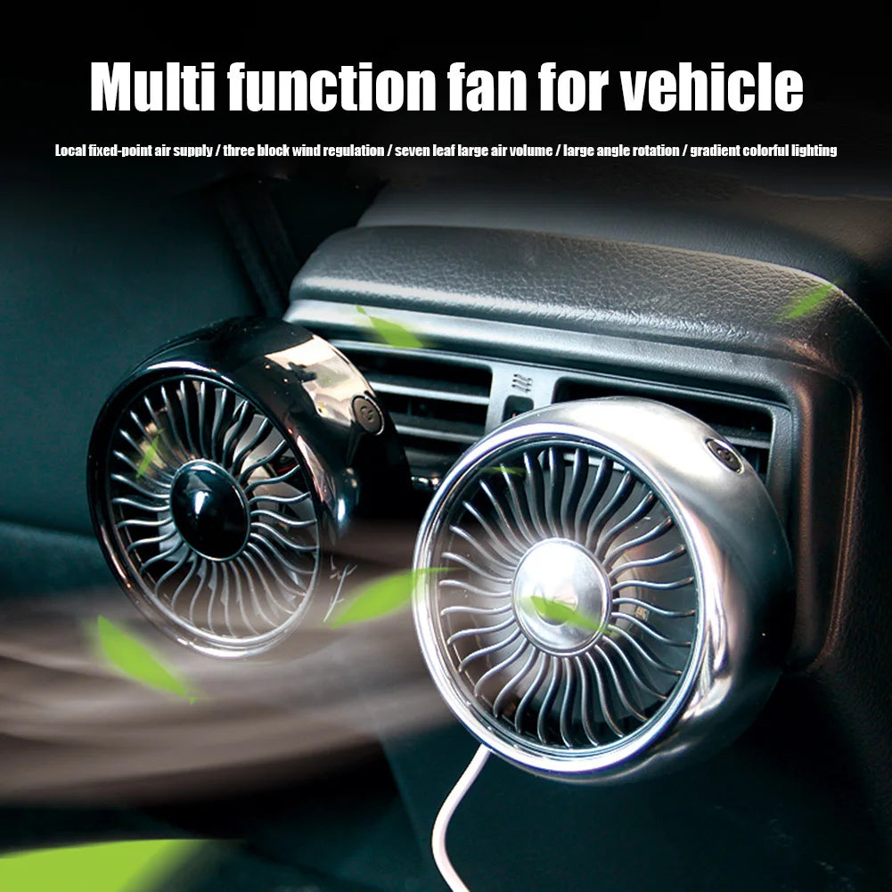 EAFC Car Fan USB Powered Electric Car Cooling Fan Portable 3 Speeds Strong Airflow Air Circulation Fan for Car Van Truck SUV