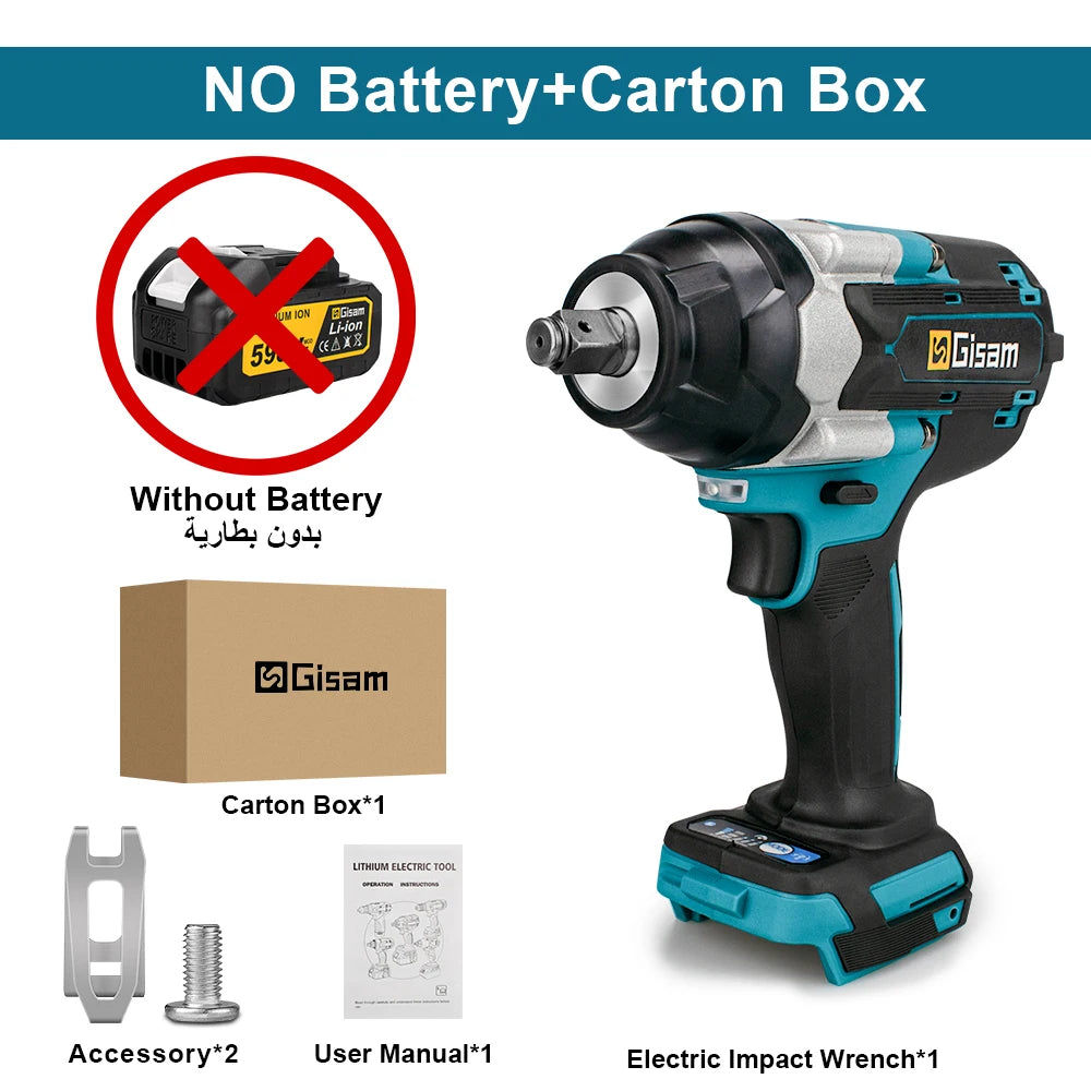 1800N.M Torque Brushless Electric Impact Wrench 1/2 inch Lithium-Ion Battery Cordless Wrench Tools For Makita 18V Battery Pin