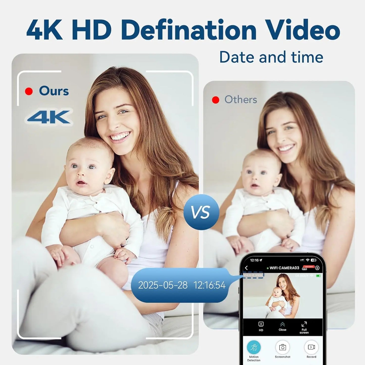 New 4K WiFi Wireless Security Camera Indoor Surveillance Monitor Motion Detection Remote View Home Security Protection Camcorder