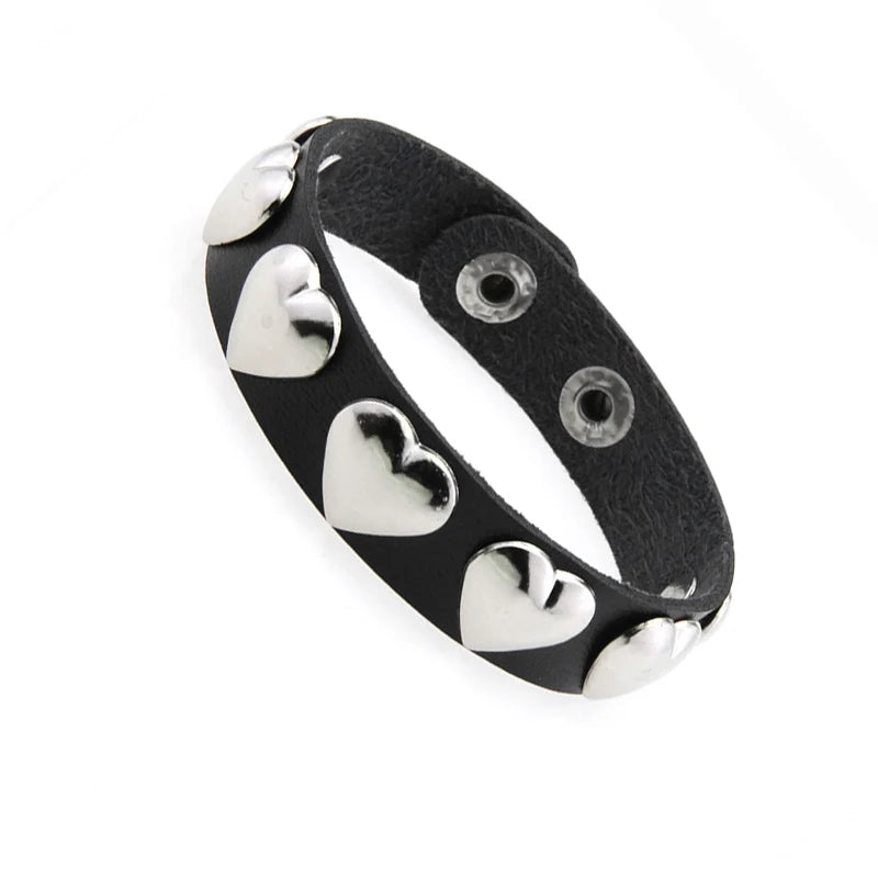 New Punk Dark PU Bracelet For Women Men Hip Hop Rock Chain Multi Layered Bracelet Trend Retro Gothic Jewelry Dancer Accessories