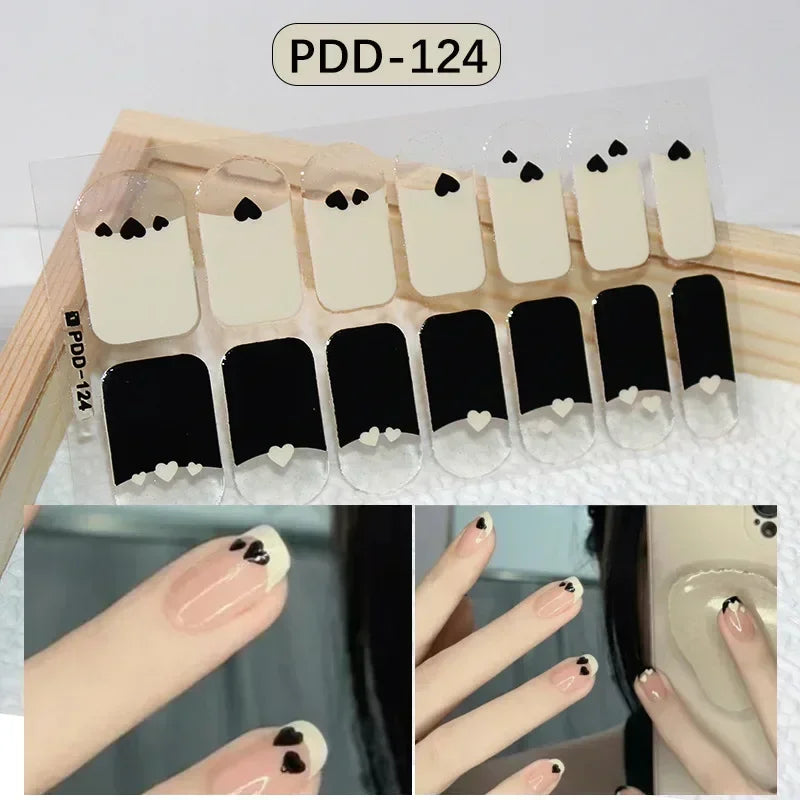 1PC Gel Nail Sticker Patch Slider Flower Gradient Color Back Glue Full Cover Waterproof Gel Nail Sticker UV Lamp Curing Manicur
