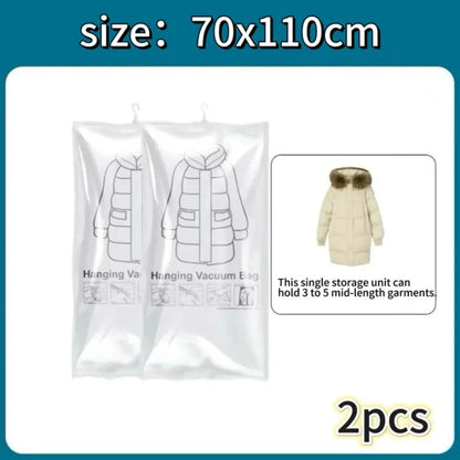 Hanging Vacuum Storage Bags Space Saver Bags Vacuum Seal Storage Bag for Suits Dress Coats Jackets Closet Organizer and Storage