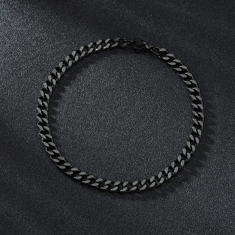 3.5-7MM Stainless Steel Chain Bracelets For Men Women Punk Curb Cuban Link Chain Bangle Fashion Party Never Fade Jewelry