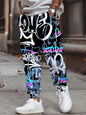 The 2025 autumn new men's long pants are casual fashionable 3D graffiti printed outdoor street and hip-hop