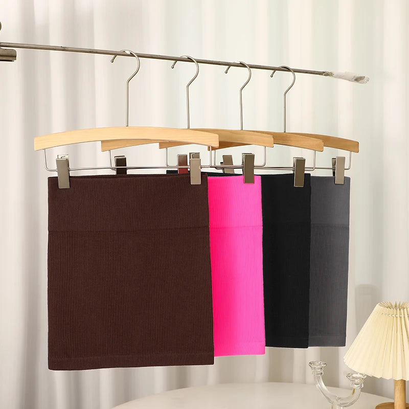 FINETOO Spring Summer New High Waist Elastic Business Women Mini Skirt Black Slimming Knitted Half Body Skirt Professional Work