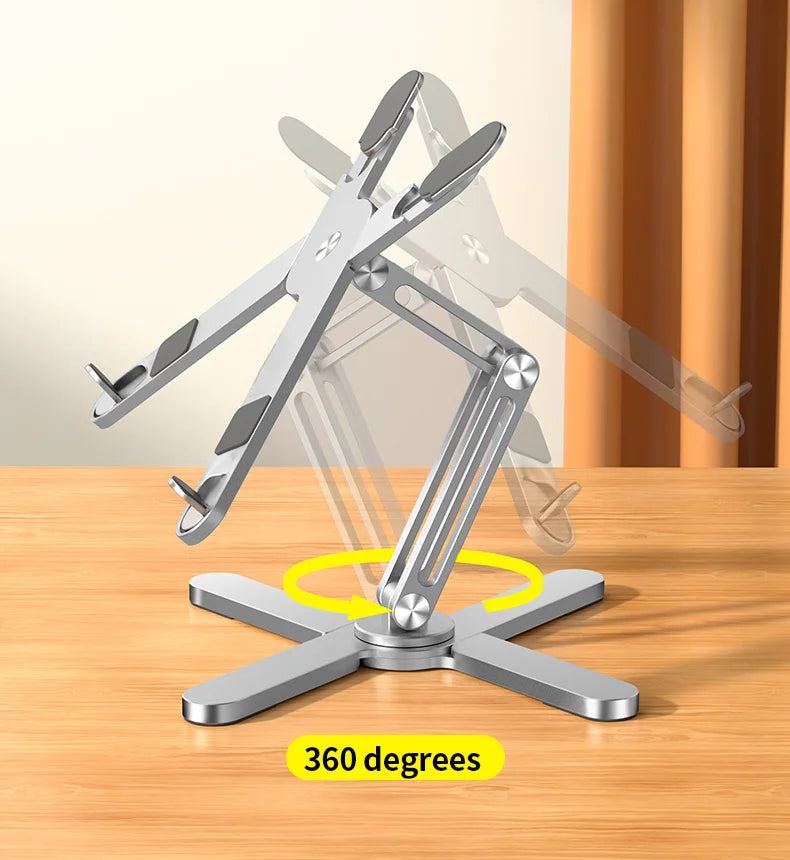 Foldable Laptop Stand 360°Rotation Notebook Table Aluminum Alloy Holder Portable Book Tablet Bracket with Heat Dissipation